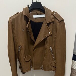 IRO Tan Leather Biker Jacket